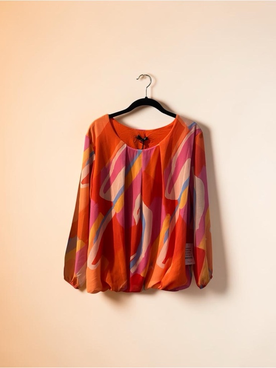 Pala D’oro Milan Tops - Pala D'oro Milan Abstract Print Blouse - Vibrant Retro Boho Peasant Top